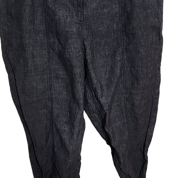Eileen Fisher Dark Heather Charcoal Gray Organic Linen Pants, Large - Picture 3 of 9